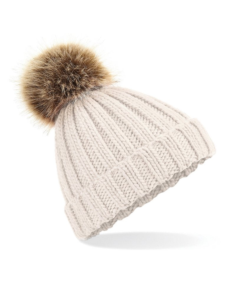 Fur pop pom chunky beanie | BC412