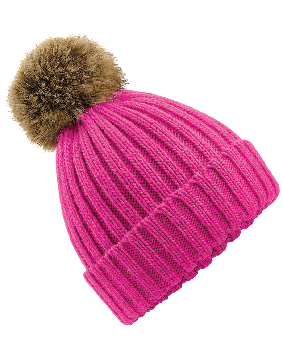 Fur pop pom chunky beanie | BC412