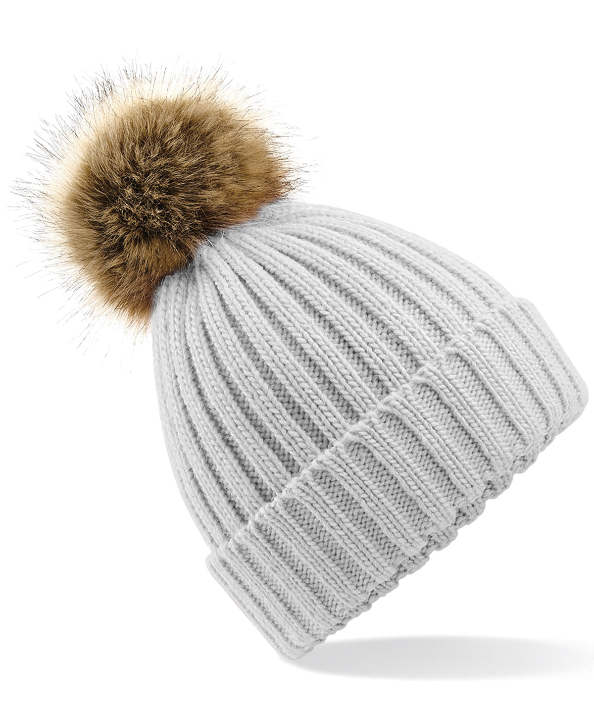Fur pop pom chunky beanie | BC412