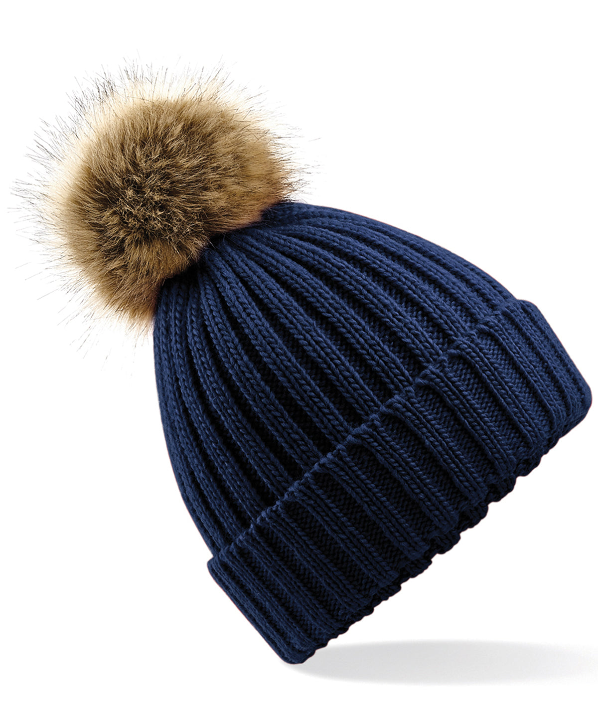 Fur pop pom chunky beanie | BC412