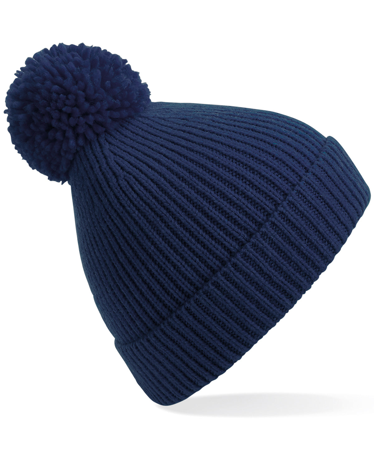 Engineered knit ribbed pom pom beanie | BC382