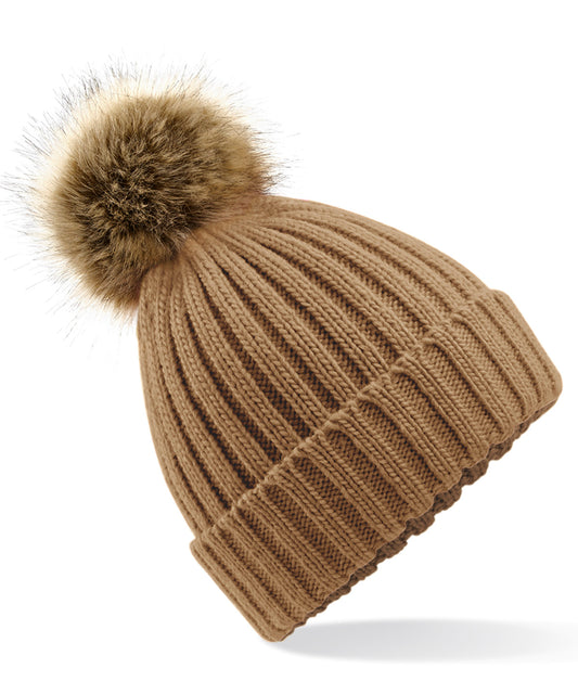 Fur pop pom chunky beanie | BC412
