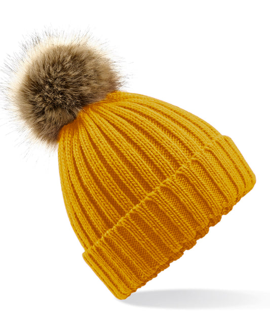 Fur pop pom chunky beanie | BC412