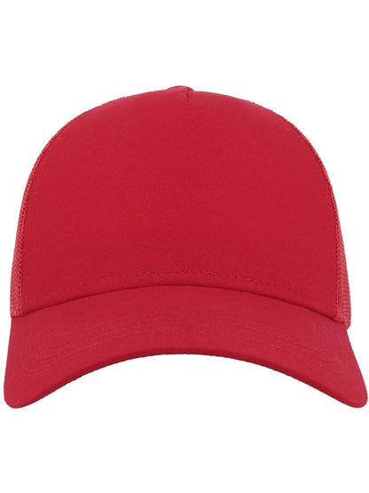 Rapper Cotton 5 Panel Trucker Cap — Red/Red [ABS-COLOUR:ACRAPC:RORO]