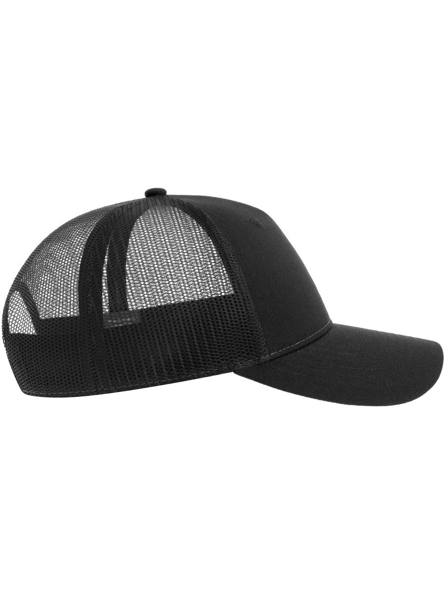 Zion Recycled Trucker 5 Panel Cap | ACZIOC — Black/Black extra [ABS-COLOUR:ACZIOC:NRNR]