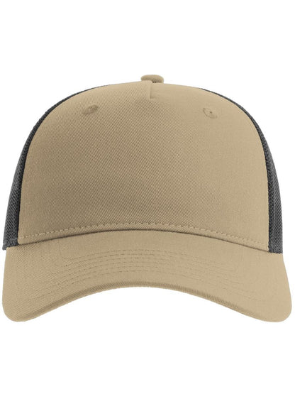 Zion Recycled Trucker 5 Panel Cap — Khaki/Black [ABS-COLOUR:ACZIOC:KANR]