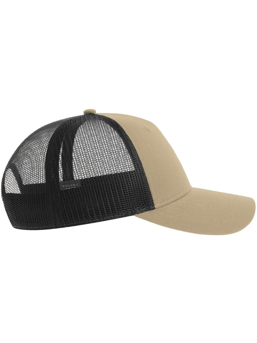 Zion Recycled Trucker 5 Panel Cap | ACZIOC — Khaki/Black extra [ABS-COLOUR:ACZIOC:KANR]