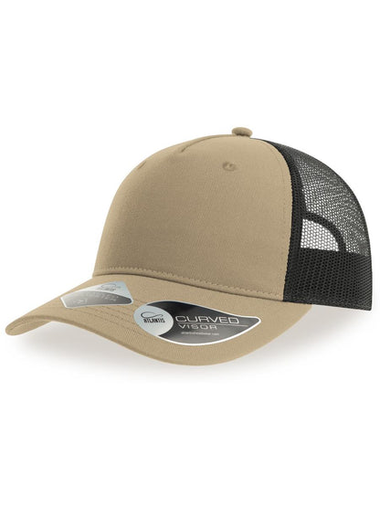 Zion Recycled Trucker 5 Panel Cap | ACZIOC — Khaki/Black extra [ABS-COLOUR:ACZIOC:KANR]