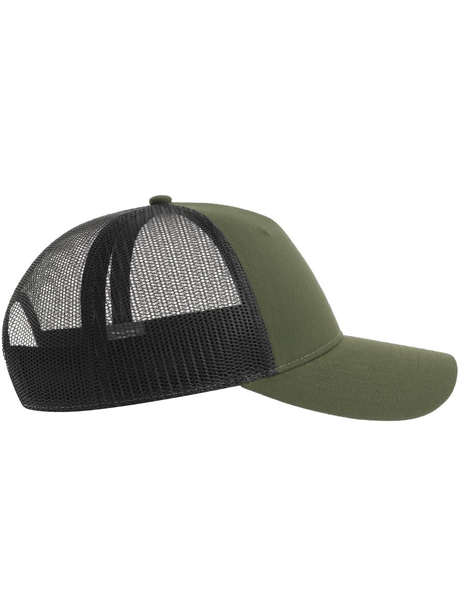 Zion Recycled Trucker 5 Panel Cap | ACZIOC — Olive/Black extra [ABS-COLOUR:ACZIOC:OLNR]