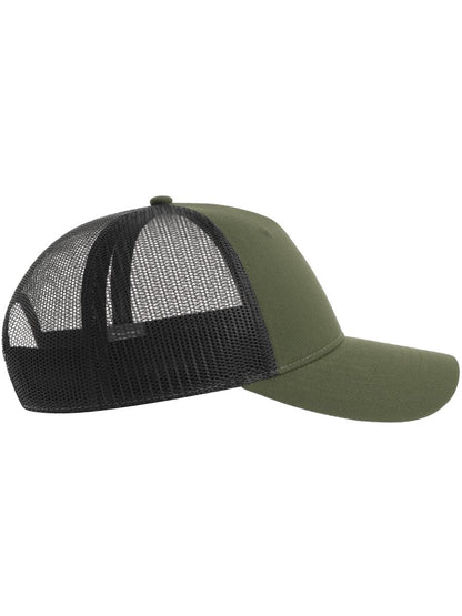 Zion Recycled Trucker 5 Panel Cap | ACZIOC — Olive/Black extra [ABS-COLOUR:ACZIOC:OLNR]