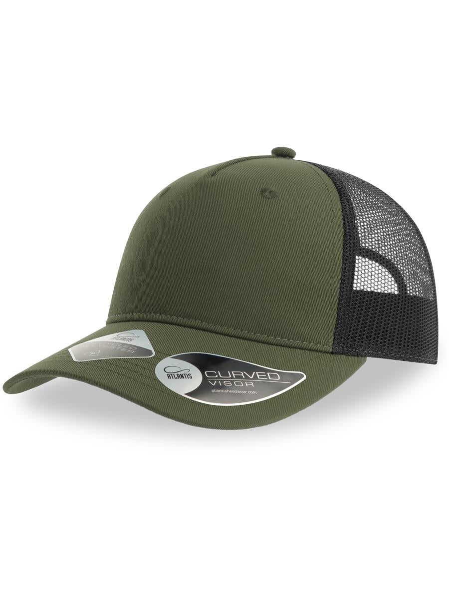 Zion Recycled Trucker 5 Panel Cap | ACZIOC — Olive/Black extra [ABS-COLOUR:ACZIOC:OLNR]