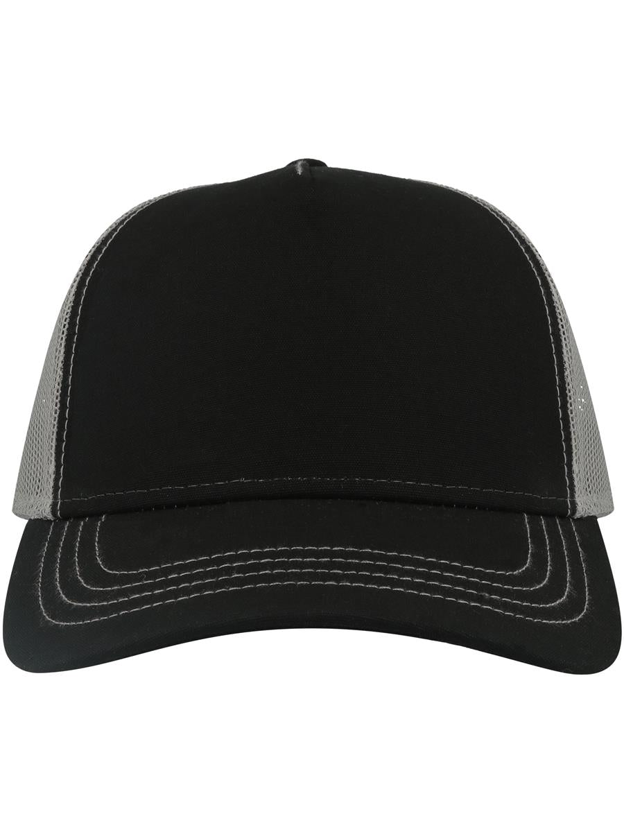 Rapper Canvas S Recycled 5 Panel Trucker — Black/Grey [ABS-COLOUR:ACRACS:NRGR]