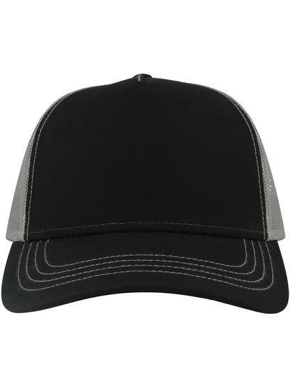 Rapper Canvas S Recycled 5 Panel Trucker — Black/Grey [ABS-COLOUR:ACRACS:NRGR]