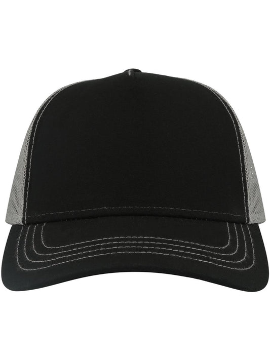 Rapper Canvas S Recycled 5 Panel Trucker — Black/Grey [ABS-COLOUR:ACRACS:NRGR]
