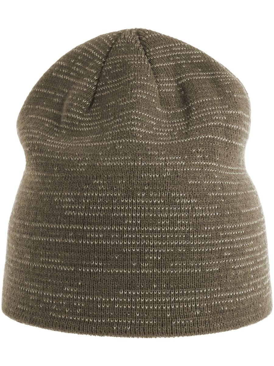 Shine Recycled Short Beanie With Reflex Thread — Olive [ABS-COLOUR:ACSHIB:OL]