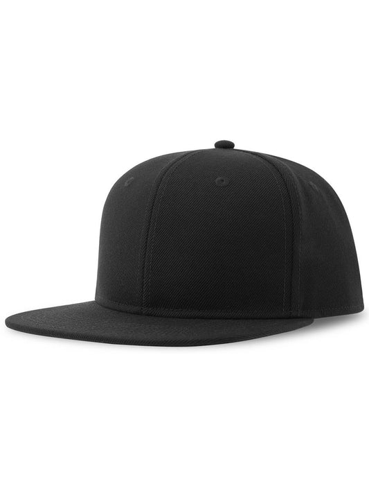 Snap Back Flat Visor 6 Panel Sustainable Cap — Black [ABS-COLOUR:ACSNAS:NR]