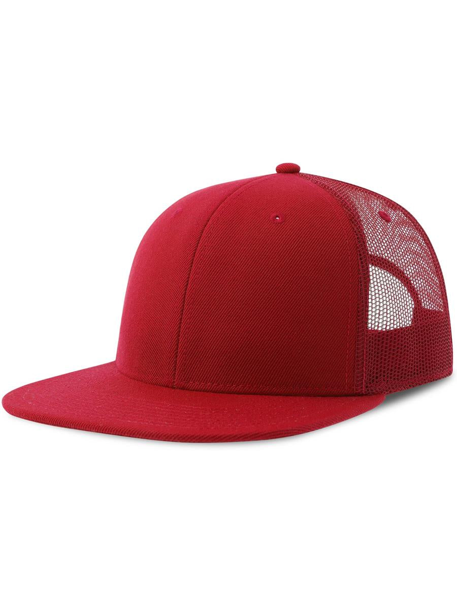 Snapback Mesh 6 Panel Sustainable Trucker Cap — Red/Red [ABS-COLOUR:ACSNMS:RORO]