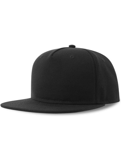 Snap Back Flat Visor 5 Panel Sustainable Cap — Black [ABS-COLOUR:ACSNFS:NR]