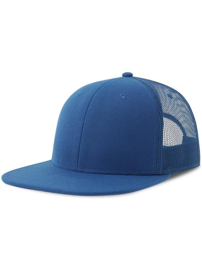 Snapback Mesh 6 Panel Sustainable Trucker Cap — Royal/Royal [ABS-COLOUR:ACSNMS:RYRY]
