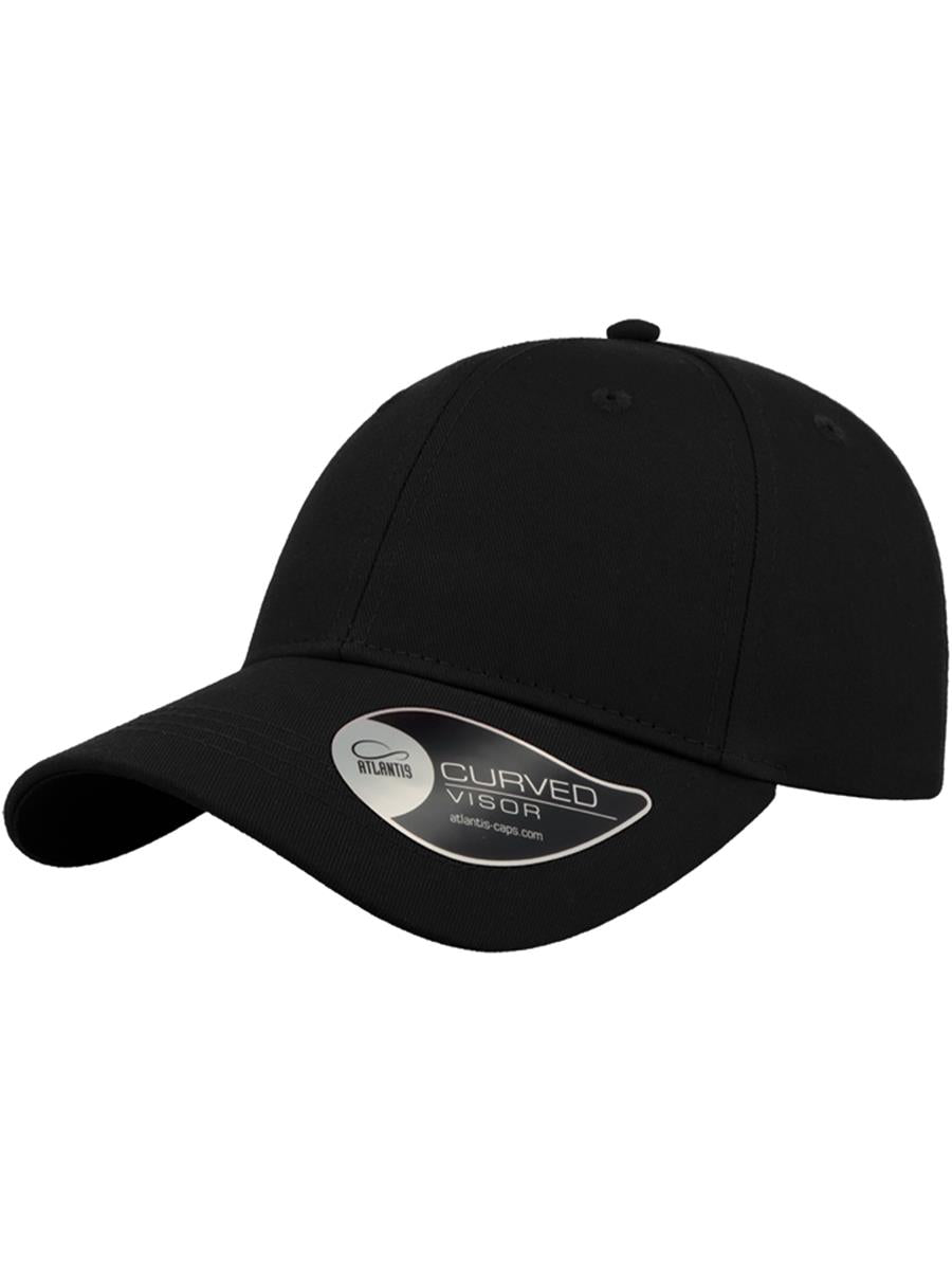 Hit S Twill Curved Visor 6 Panel Sustainable Structured Cap — Black [ABS-COLOUR:ACHITS:NR]