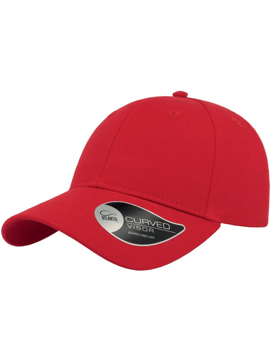 Hit S Twill Curved Visor 6 Panel Sustainable Structured Cap — Red [ABS-COLOUR:ACHITS:RO]
