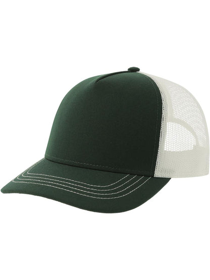 Rapper Canvas S Recycled 5 Panel Trucker — Bottle Green/White [ABS-COLOUR:ACRACS:VBBI]