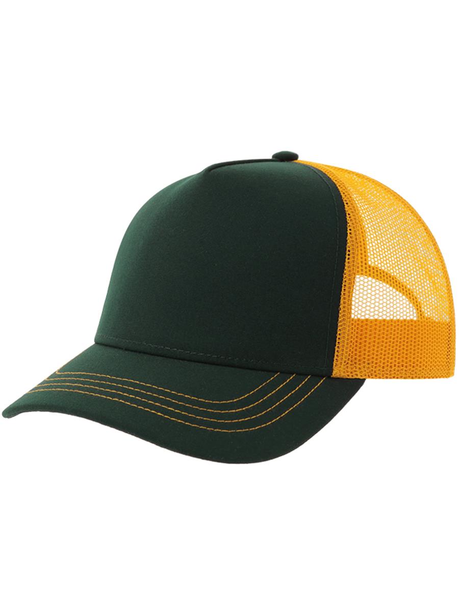 Rapper Canvas S Recycled 5 Panel Trucker — Bottle Green/Yellow [ABS-COLOUR:ACRACS:VBGI]