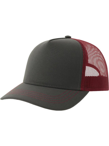 Rapper Canvas S Recycled 5 Panel Trucker — Dk Grey/Burgundy [ABS-COLOUR:ACRACS:GSBO]