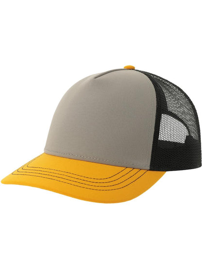 Rapper Canvas S Recycled 5 Panel Trucker — Grey/Yellow/Black [ABS-COLOUR:ACRACS:GRGN]