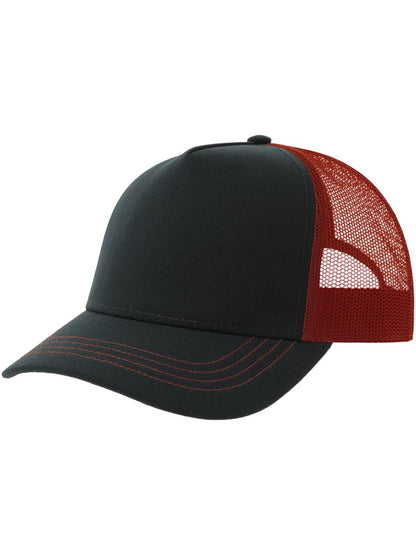 Rapper Canvas S Recycled 5 Panel Trucker — Navy/Burgundy [ABS-COLOUR:ACRACS:NVBO]