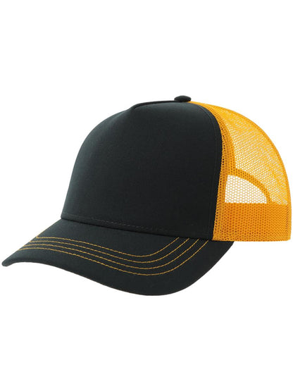 Rapper Canvas S Recycled 5 Panel Trucker — Navy/Yellow [ABS-COLOUR:ACRACS:NVGI]