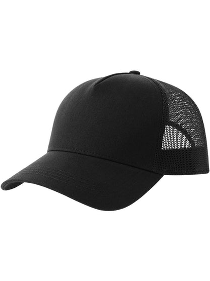 Rapper Cotton S 5 Panel Sustainable Trucker Cap — Black/Black [ABS-COLOUR:ACRPCT:NRNR]