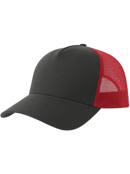 Rapper Cotton S 5 Panel Sustainable Trucker Cap — Dk Grey/Red [ABS-COLOUR:ACRPCT:GSRO]