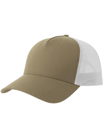 Rapper Cotton S 5 Panel Sustainable Trucker Cap — Khaki/White [ABS-COLOUR:ACRPCT:KABI]