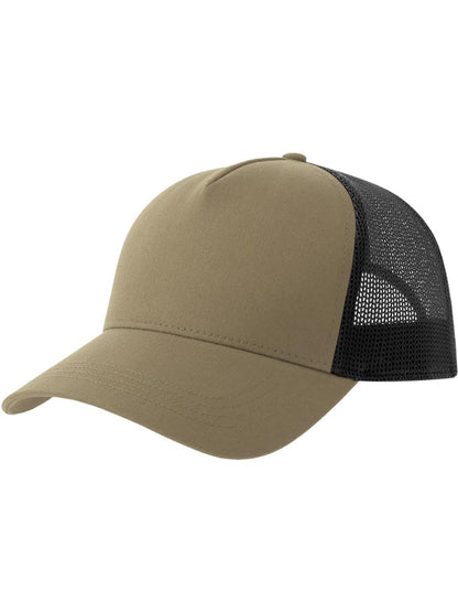 Rapper Cotton S 5 Panel Sustainable Trucker Cap — Khaki/Black [ABS-COLOUR:ACRPCT:KANR]