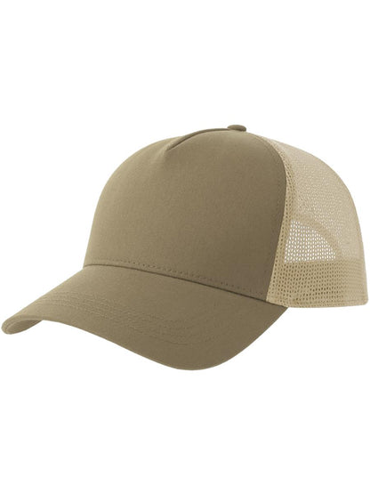 Rapper Cotton S 5 Panel Sustainable Trucker Cap — Khaki/Stone [ABS-COLOUR:ACRPCT:KAST]