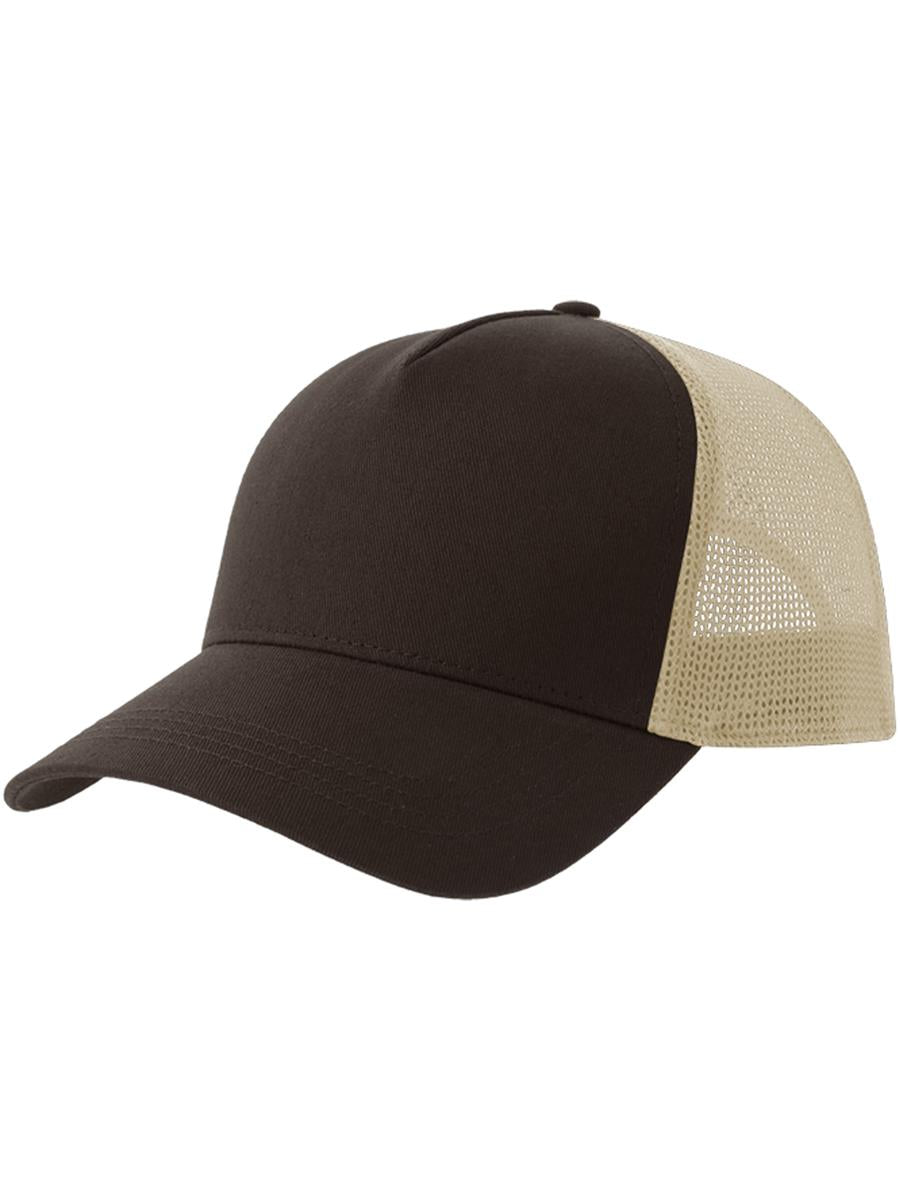 Rapper Cotton S 5 Panel Sustainable Trucker Cap — Brown/Stone [ABS-COLOUR:ACRPCT:MRST]