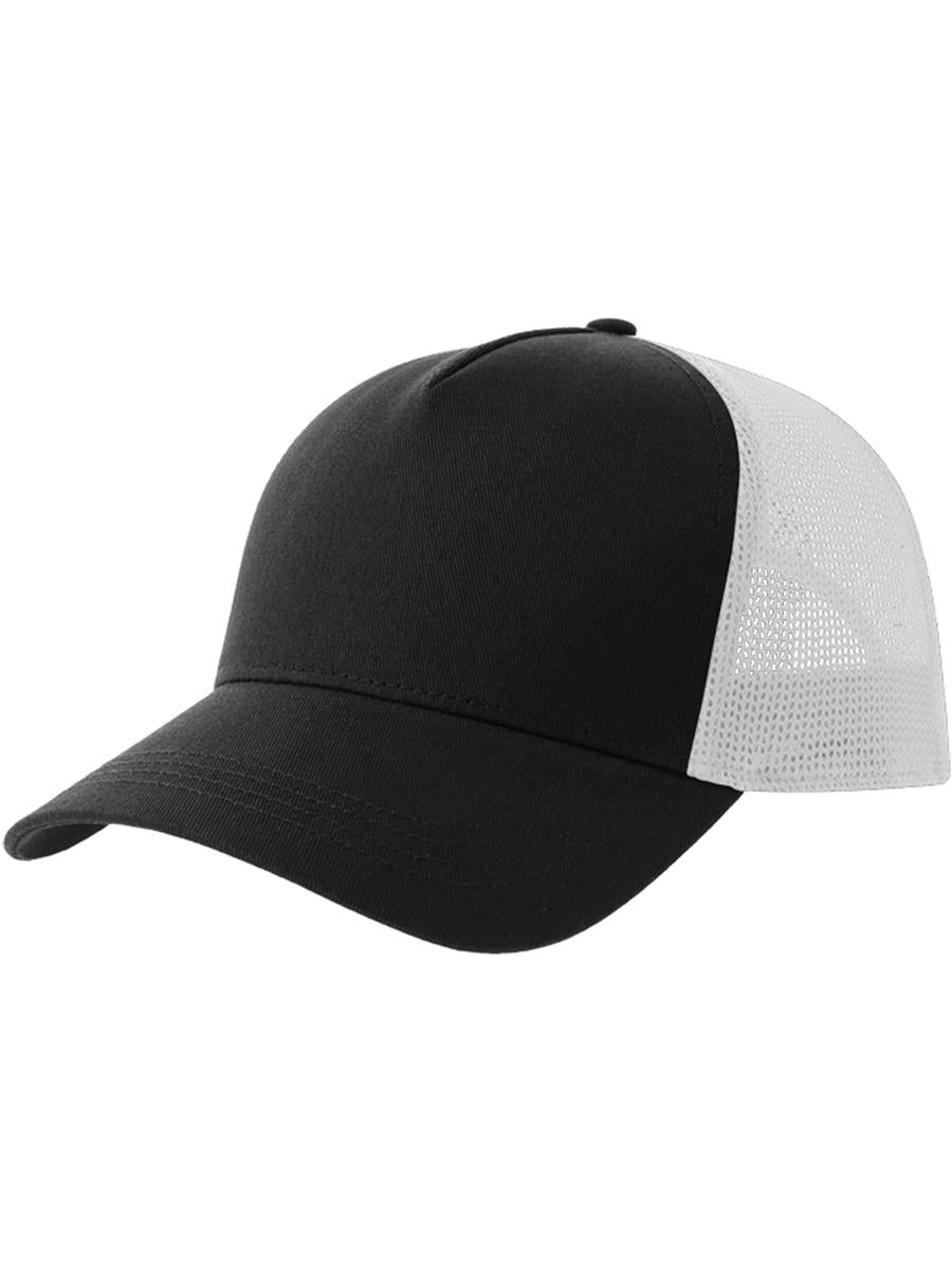 Rapper Cotton S 5 Panel Sustainable Trucker Cap — Black/White [ABS-COLOUR:ACRPCT:NRBI]
