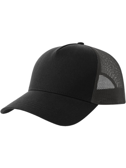 Rapper Cotton S 5 Panel Sustainable Trucker Cap — Black/Dark Grey [ABS-COLOUR:ACRPCT:NRDG]