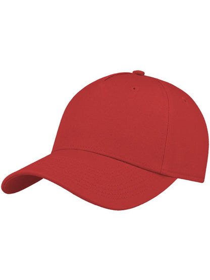 Shot S Curved Visor 5 Panel Sustainable Structured Cap — Red [ABS-COLOUR:ACSHTS:RO]