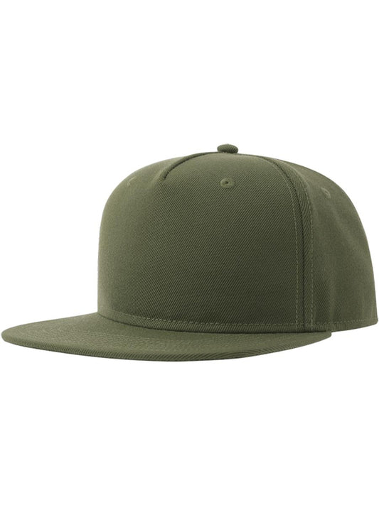 Snap Back Flat Visor 5 Panel Sustainable Cap | ACSNFS — Olive front [ABS-COLOUR:ACSNFS:OL]