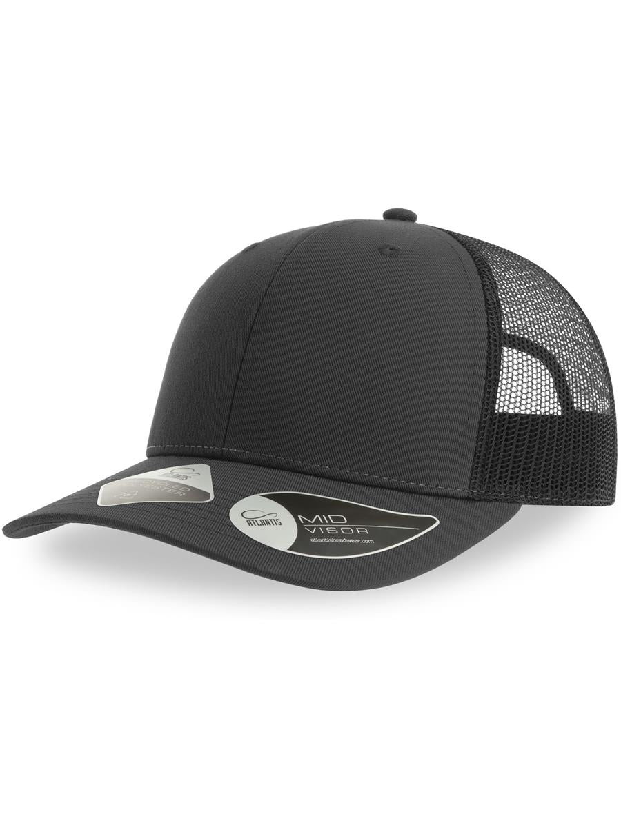 Bryce Recycled Trucker 6 Panel Cap — Black/Dark Grey [ABS-COLOUR:ACBRYC:NRGS]