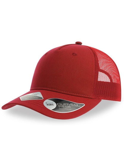 Zion Recycled Trucker 5 Panel Cap — Red/Red [ABS-COLOUR:ACZIOC:RORO]