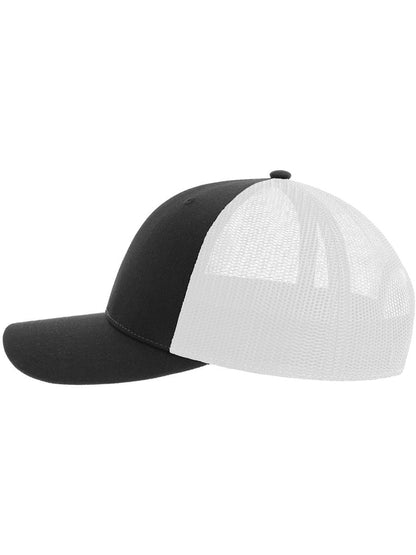 Zion Recycled Trucker 5 Panel Cap | ACZIOC — Black/White extra [ABS-COLOUR:ACZIOC:NRBI]