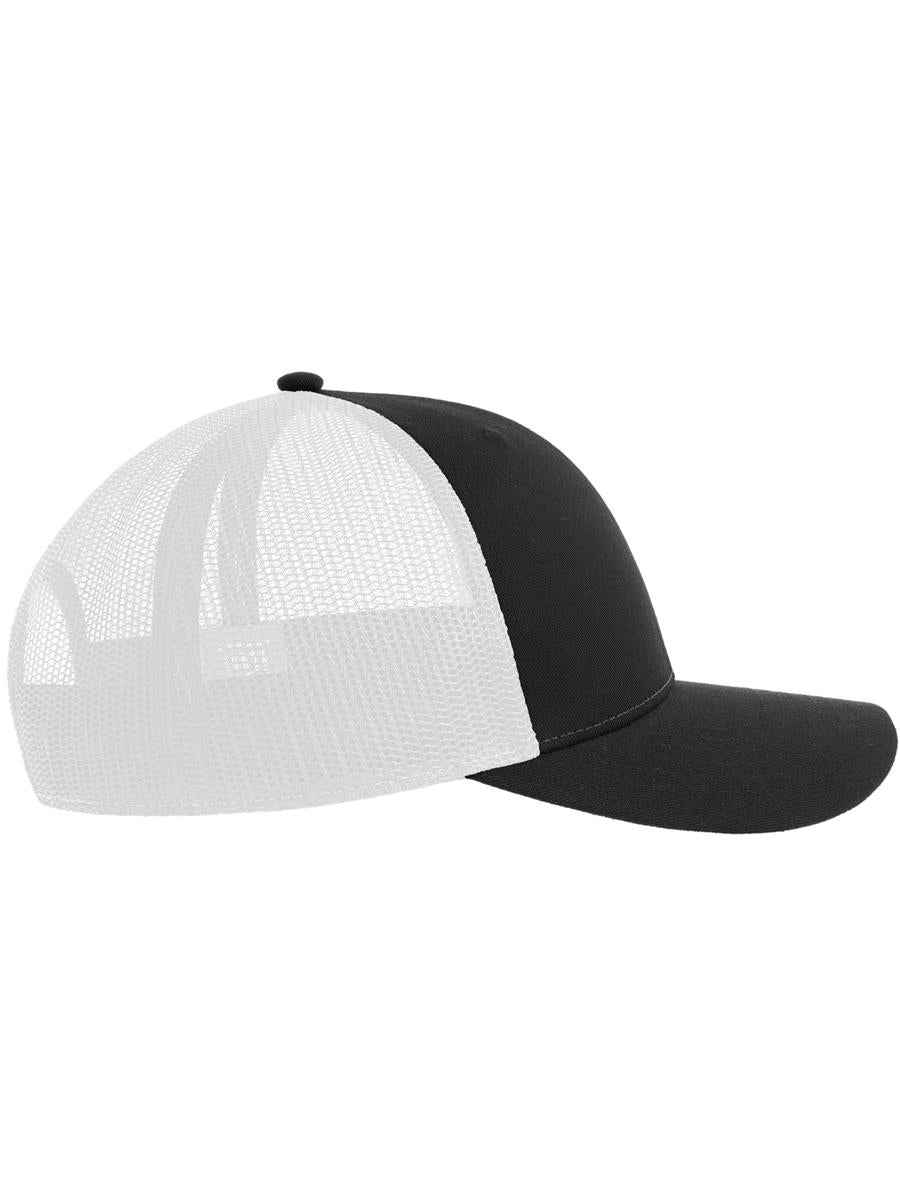 Zion Recycled Trucker 5 Panel Cap | ACZIOC — Black/White extra [ABS-COLOUR:ACZIOC:NRBI]