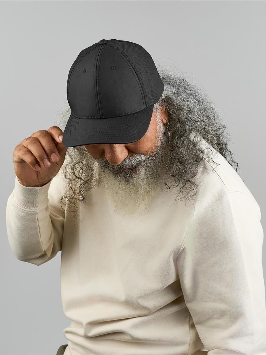 Nila 6 Panel Structured Low Profile Mid Visor Stretch Fully Closed Recycled Trucker Cap
