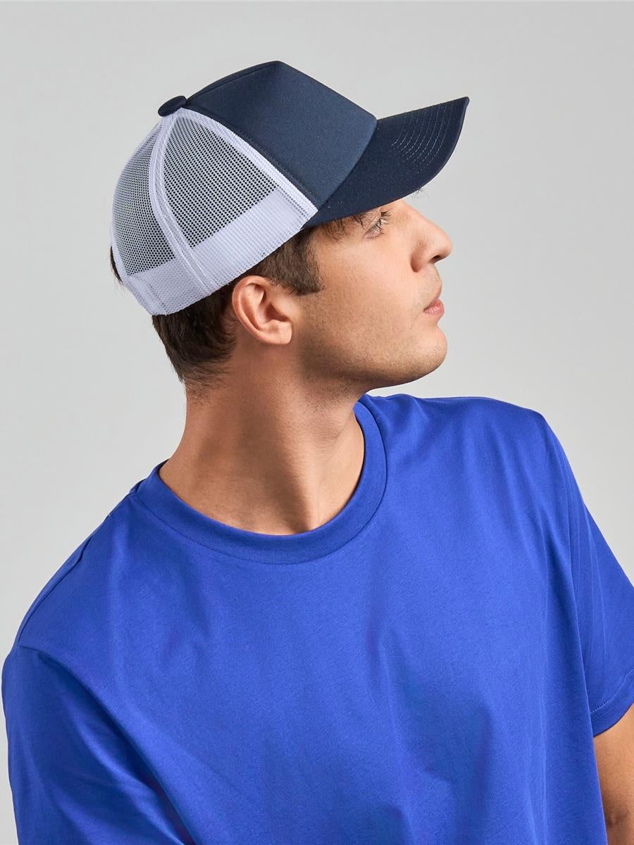 Record S 5 Panel Structured High Profile Mid Visor Recycled Trucker Cap