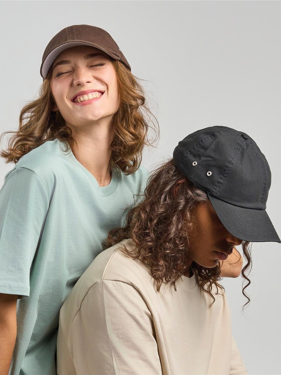 Action S 6 Panel Unstructured Low Profile Curved Visor Chino Organic Cap — Black [ABS-COLOUR:ACACTN:NR]