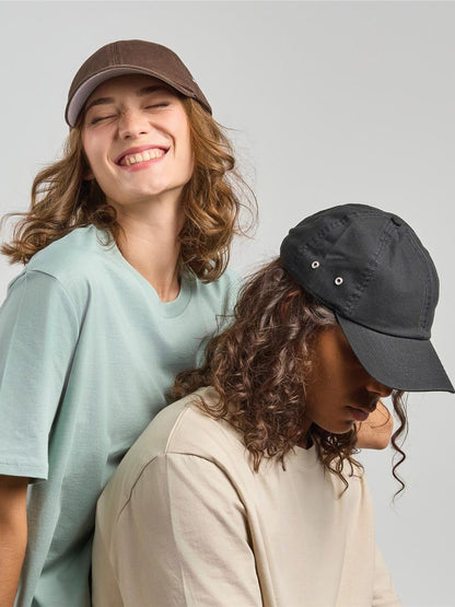 Action S 6 Panel Unstructured Low Profile Curved Visor Chino Organic Cap — Black [ABS-COLOUR:ACACTN:NR]