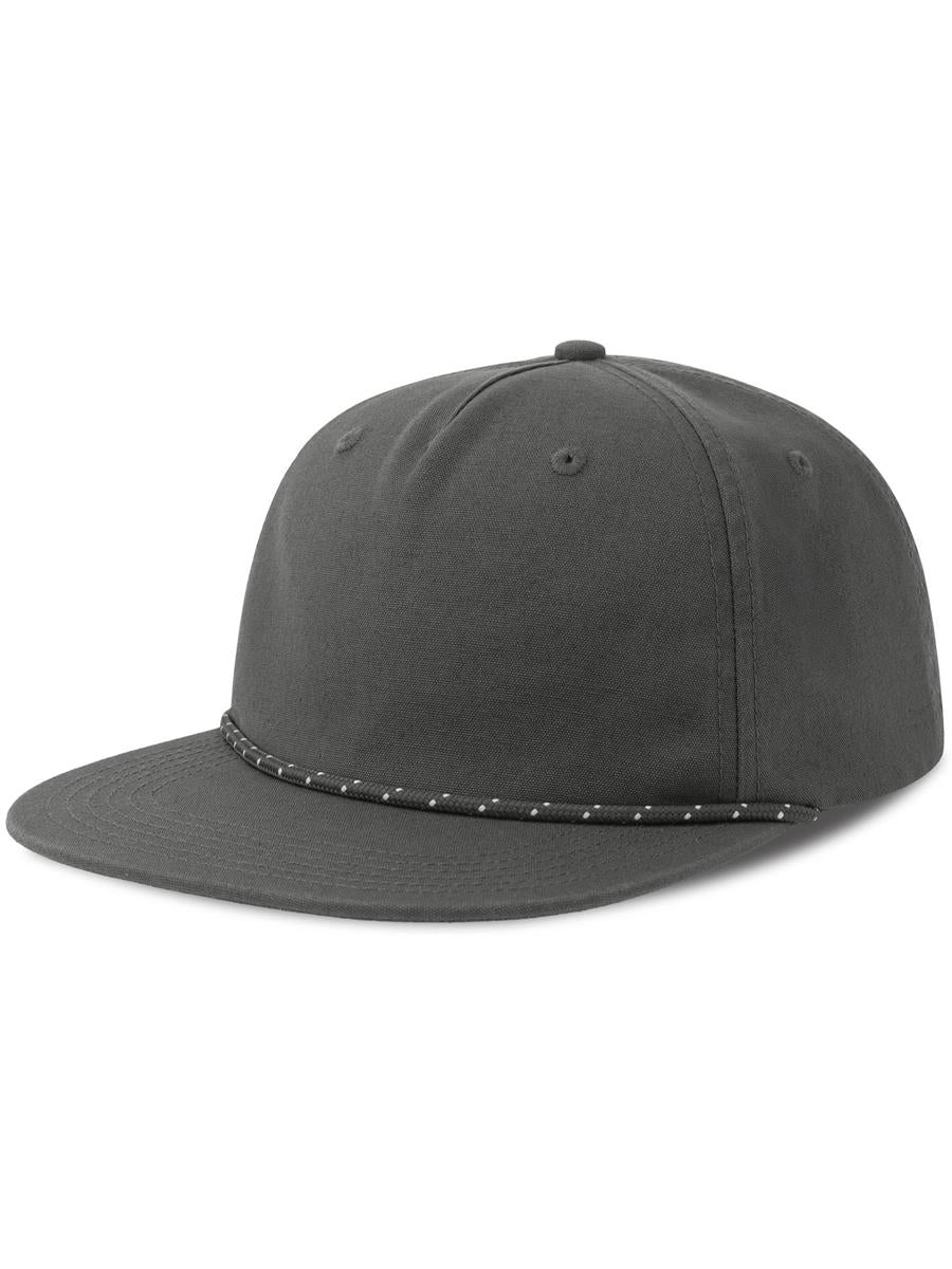 Chao 5 Panel Unstructured Low Profile Flat Visor With Rope Organic Cap — Dark Grey [ABS-COLOUR:ACCHAO:GRSC]